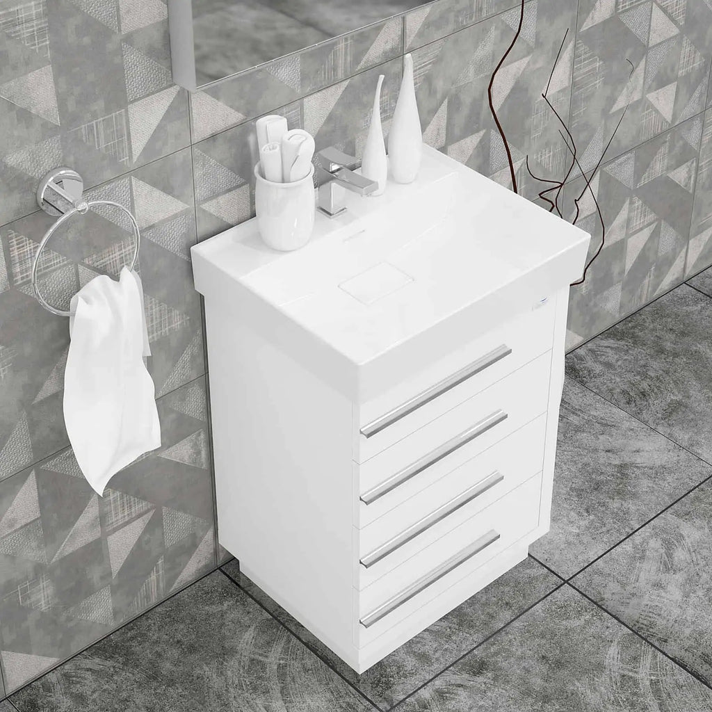 Casa Mare Domenico 24" Bathroom Vanity and Ceramic Sink Combo with LED Mirror - Domenico60GG-24