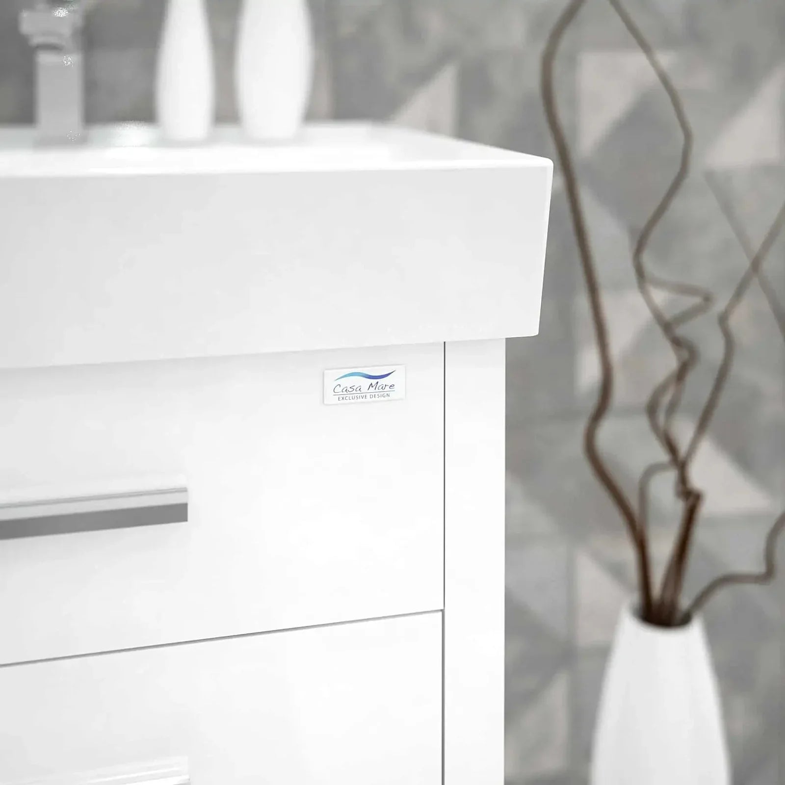 Casa Mare Domenico 24" Bathroom Vanity and Ceramic Sink Combo with LED Mirror - Domenico60GG-24