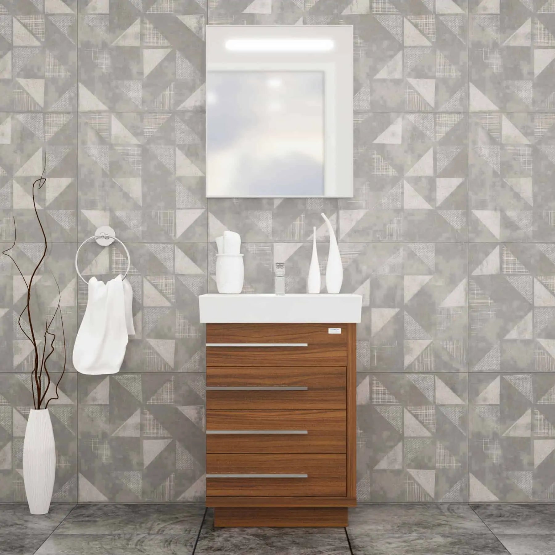 Casa Mare Domenico 32" Bathroom Vanity and Ceramic Sink Combo with LED Mirror - Domenico80GG-32