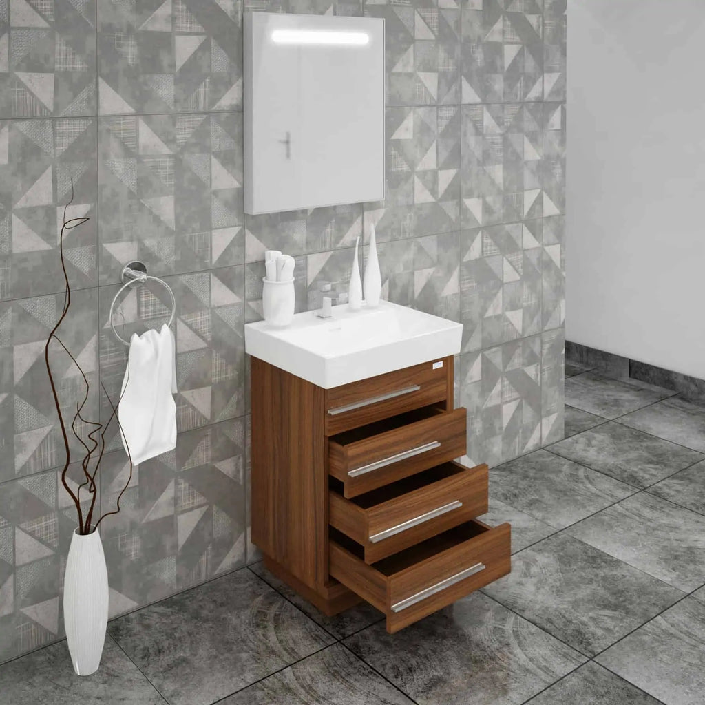Casa Mare Domenico 24" Bathroom Vanity and Ceramic Sink Combo with LED Mirror - Domenico60GG-24