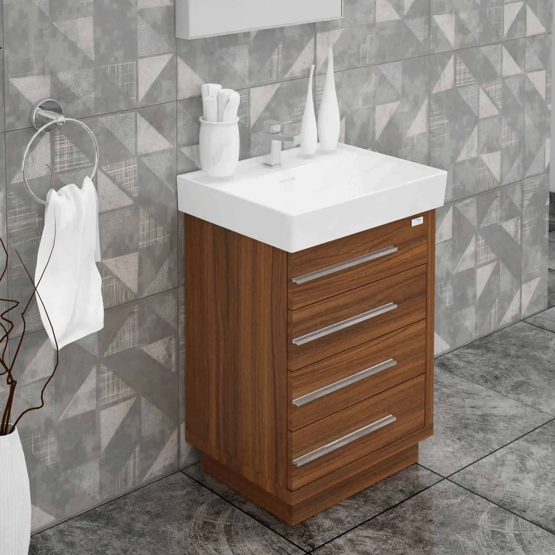 Casa Mare Domenico 32" Bathroom Vanity and Ceramic Sink Combo with LED Mirror - Domenico80GG-32