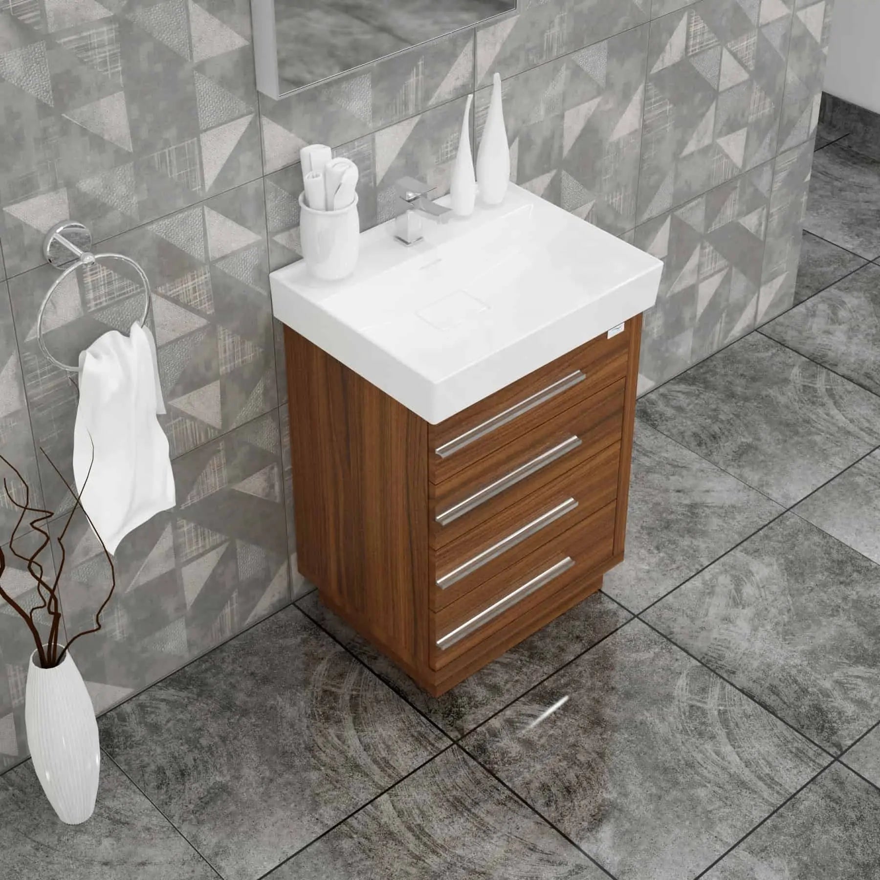 Casa Mare Domenico 32" Bathroom Vanity and Ceramic Sink Combo with LED Mirror - Domenico80GG-32