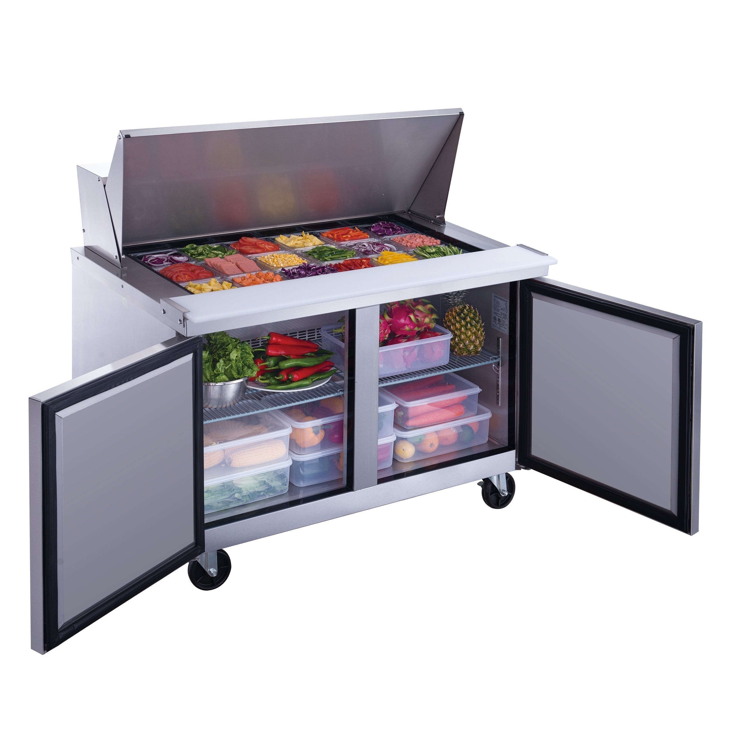 Chef AAA - TSP48M Commercial  48" 18 Pan Salad Sandwich Food Prep Table Refrigerator Mega Top - TSP48M