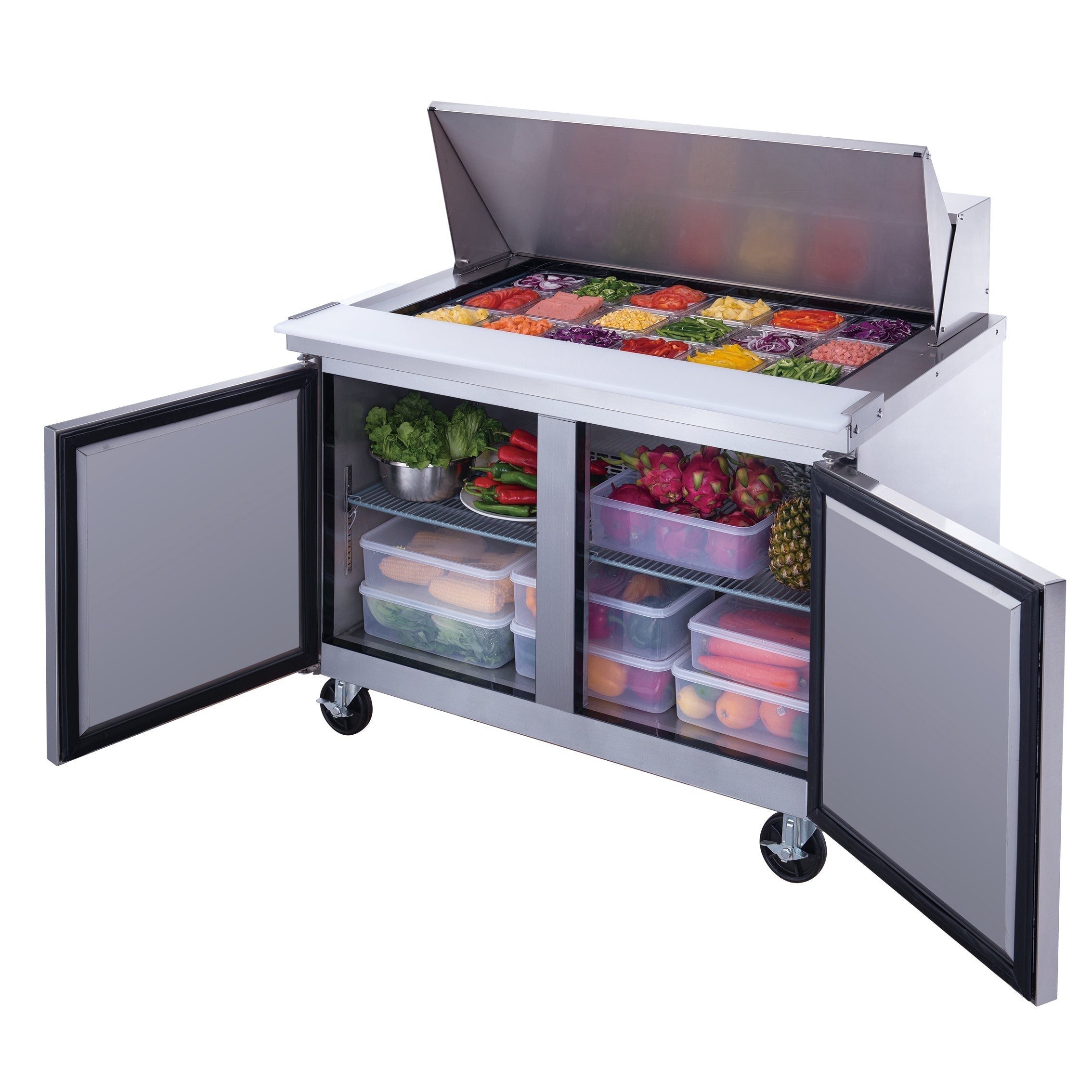 Chef AAA - TSP48M Commercial  48" 18 Pan Salad Sandwich Food Prep Table Refrigerator Mega Top - TSP48M