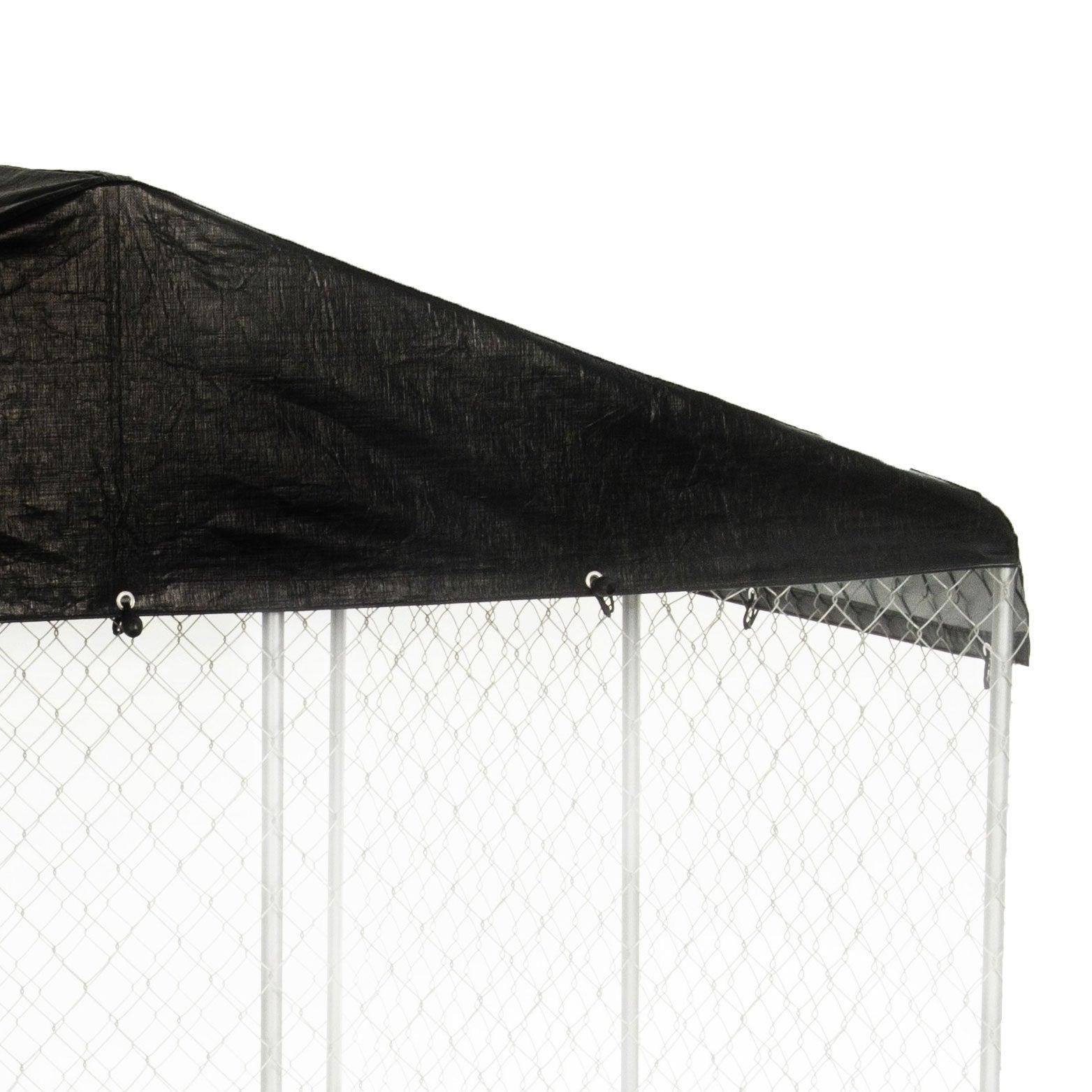 Lucky Dog 10' x 10' Chain Link Dog Kennel (2 Pack) & Waterproof Roof (2 Pack) - 174385