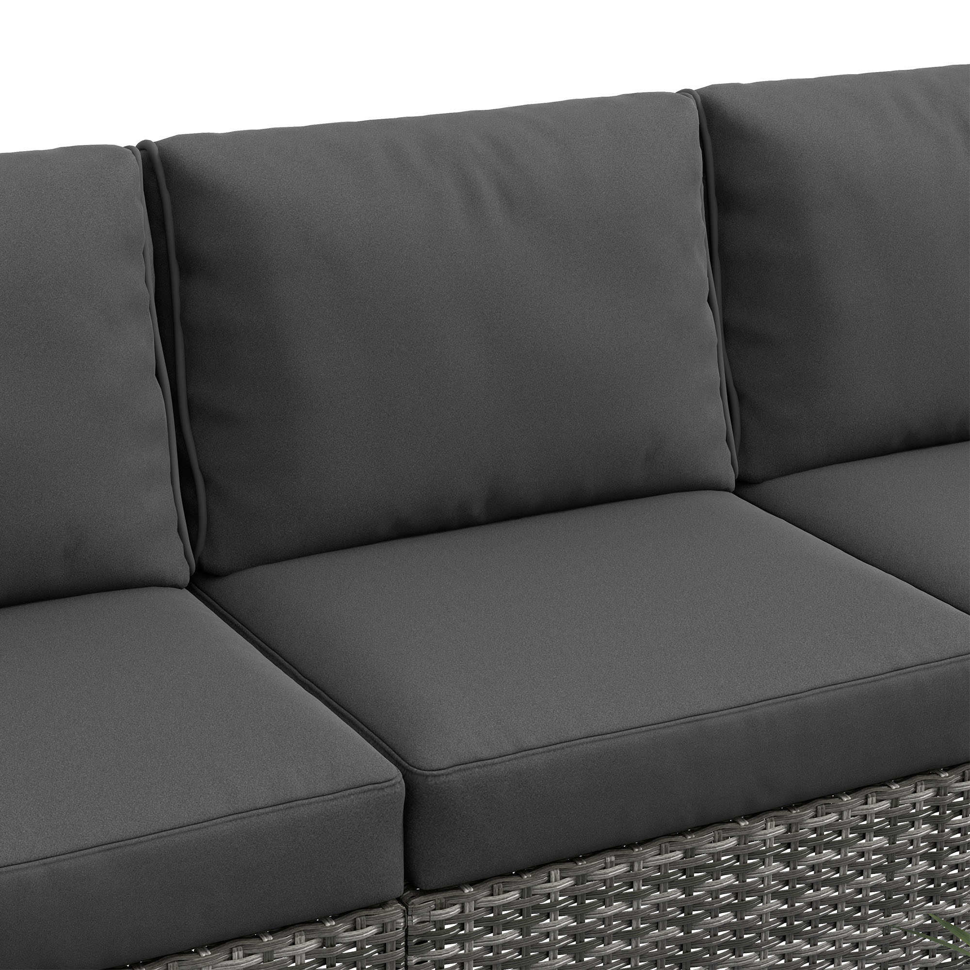 Outsunny 5 Piece Patio Furniture Set with Sofa, Loveseat, Storage Table, Cushions, Dark Gray - 860-309V00GG