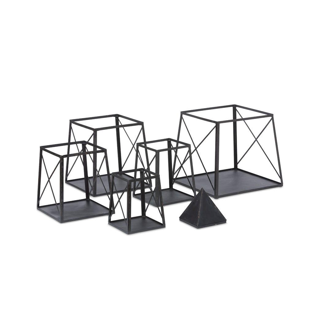 Park Hill Collection Stackable Antique Black Obelisk - Versatile Iron Display Shelf with Unique Tiers for Stylish Storage - EGG30253