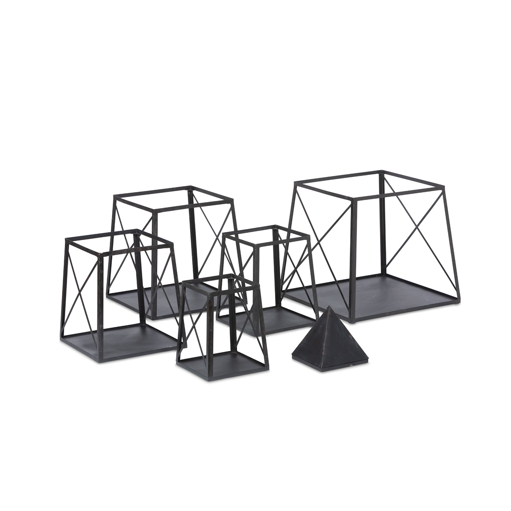 Park Hill Collection Stackable Antique Black Obelisk - Versatile Iron Display Shelf with Unique Tiers for Stylish Storage - EGG30253