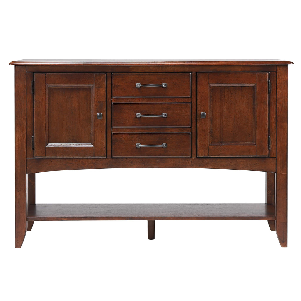 Sunset Trading Andrews Sideboard with Large Display Shelf | 3 Drawers 2 Storage Cabinets | Chestnut Brown  - DLU-ADW1122-SB-CT