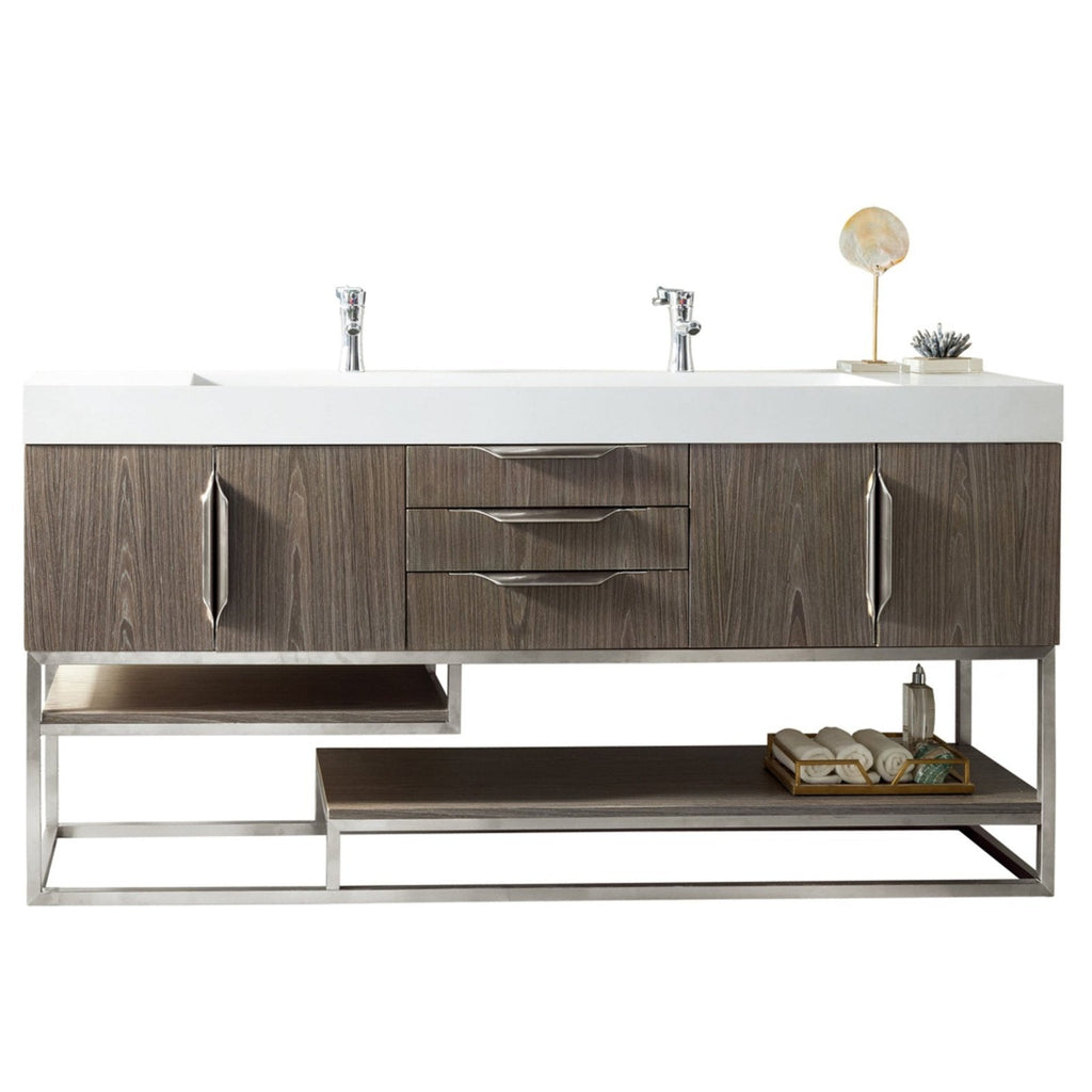James Martin Vanities Columbia 72" Double Vanity - 388-V72D-AGR-MB-DGG