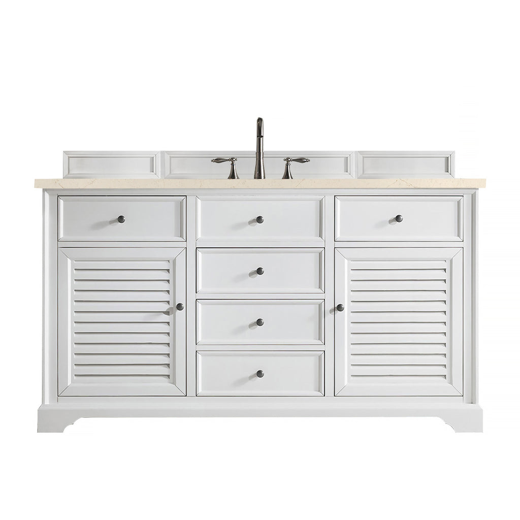 James Martin Vanities Savannah 60" Bright White Single Vanity - 238-104-V60S-BW-3AF