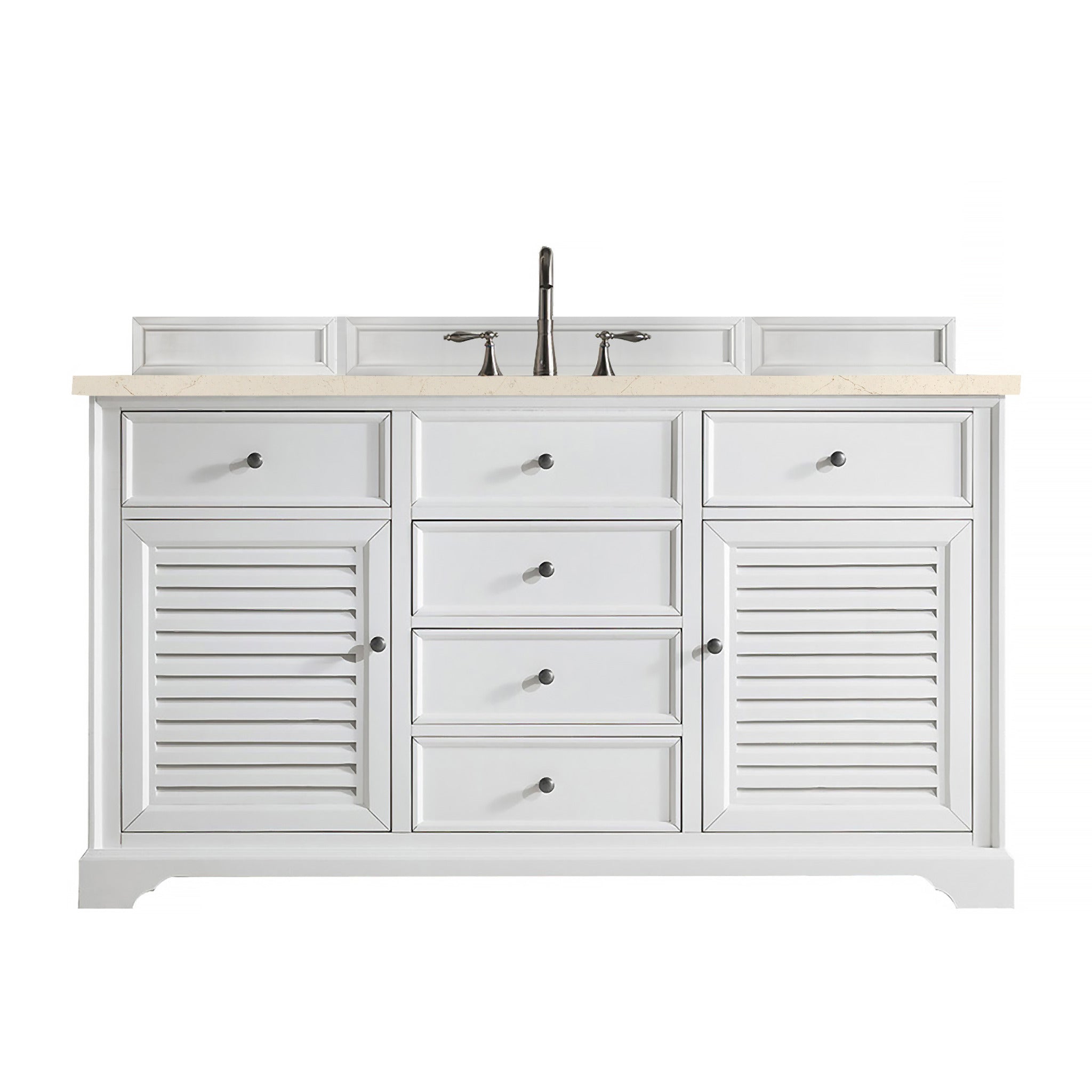 James Martin Vanities Savannah 60" Bright White Single Vanity - 238-104-V60S-BW-3AF