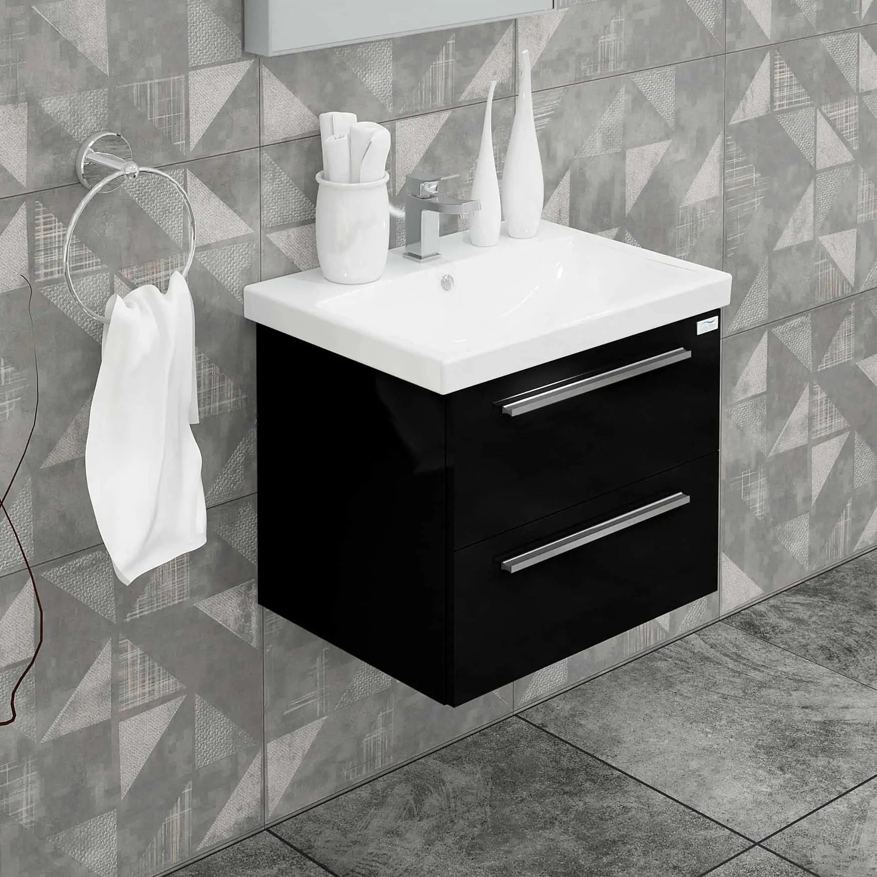 Casa Mare Elke 32" Bathroom Vanity and Ceramic Sink Combo with LED Mirror - Elke80GB-32