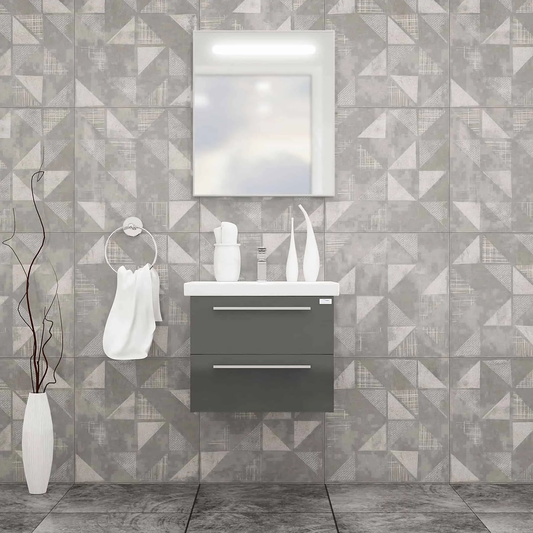 Casa Mare Elke 32" Bathroom Vanity and Ceramic Sink Combo with LED Mirror - Elke80GB-32