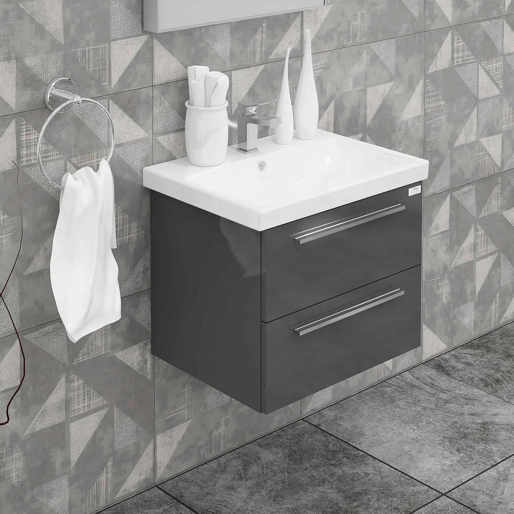Casa Mare Elke 32" Bathroom Vanity and Ceramic Sink Combo with LED Mirror - Elke80GB-32