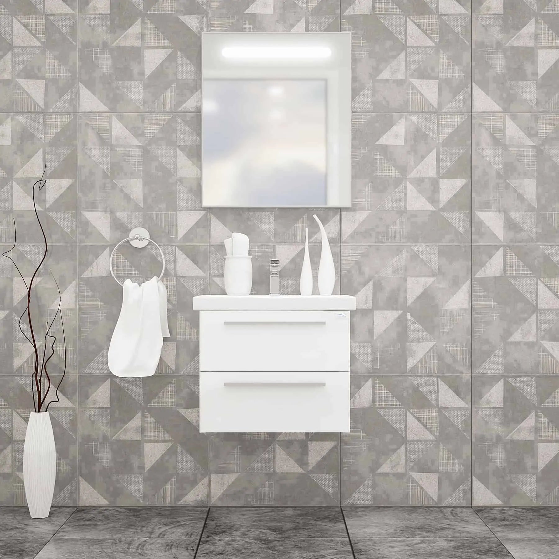Casa Mare Elke 32" Bathroom Vanity and Ceramic Sink Combo with LED Mirror - Elke80GB-32