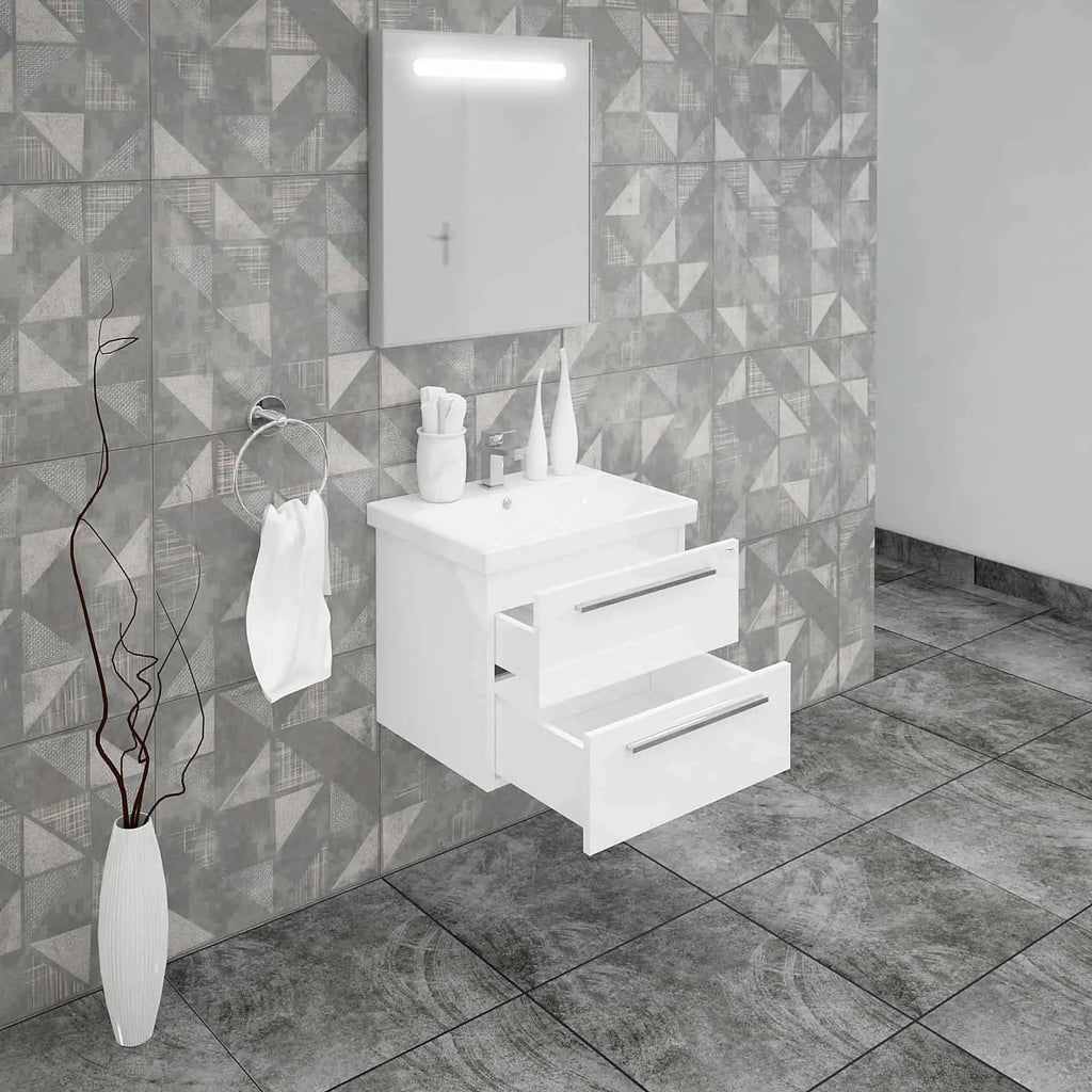 Casa Mare Elke 32" Bathroom Vanity and Ceramic Sink Combo with LED Mirror - Elke80GB-32