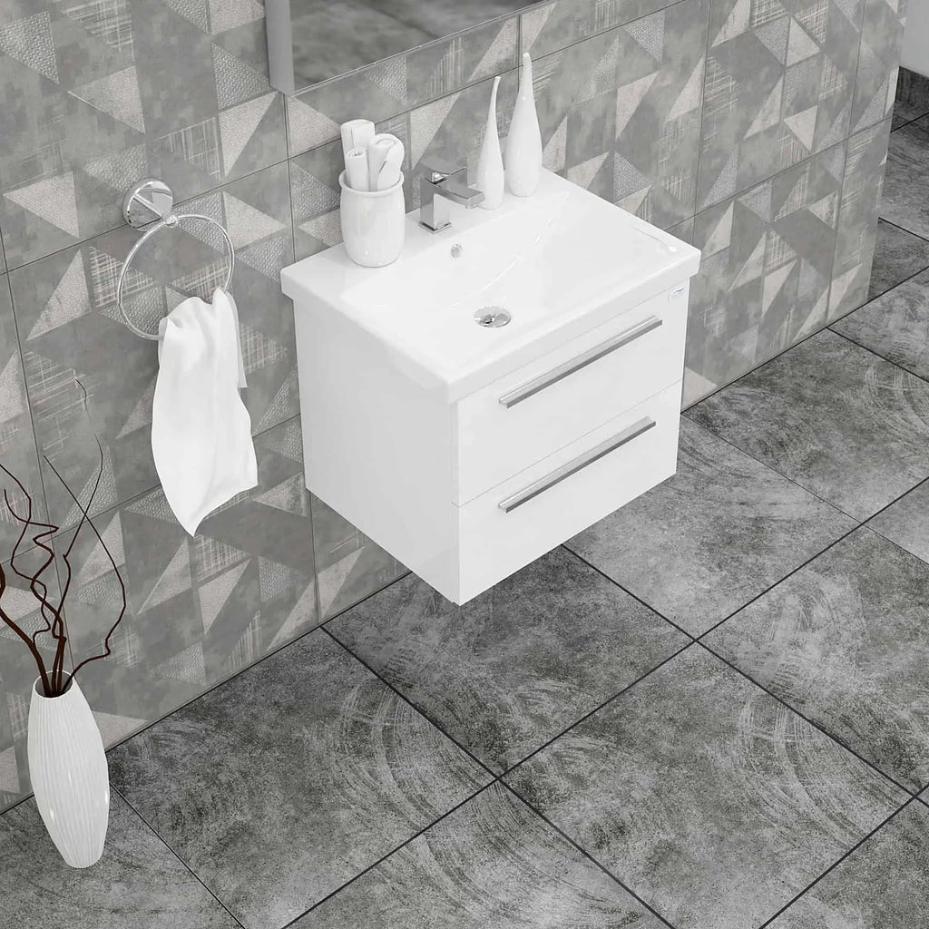 Casa Mare Elke 24" Bathroom Vanity and Ceramic Sink Combo with LED Mirror - Elke60GB-24