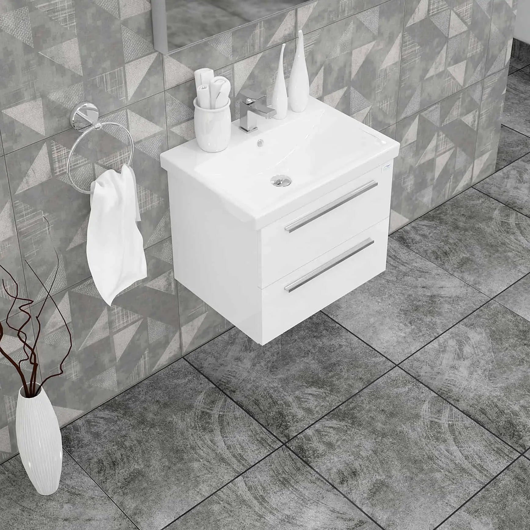 Casa Mare Elke 32" Bathroom Vanity and Ceramic Sink Combo with LED Mirror - Elke80GB-32