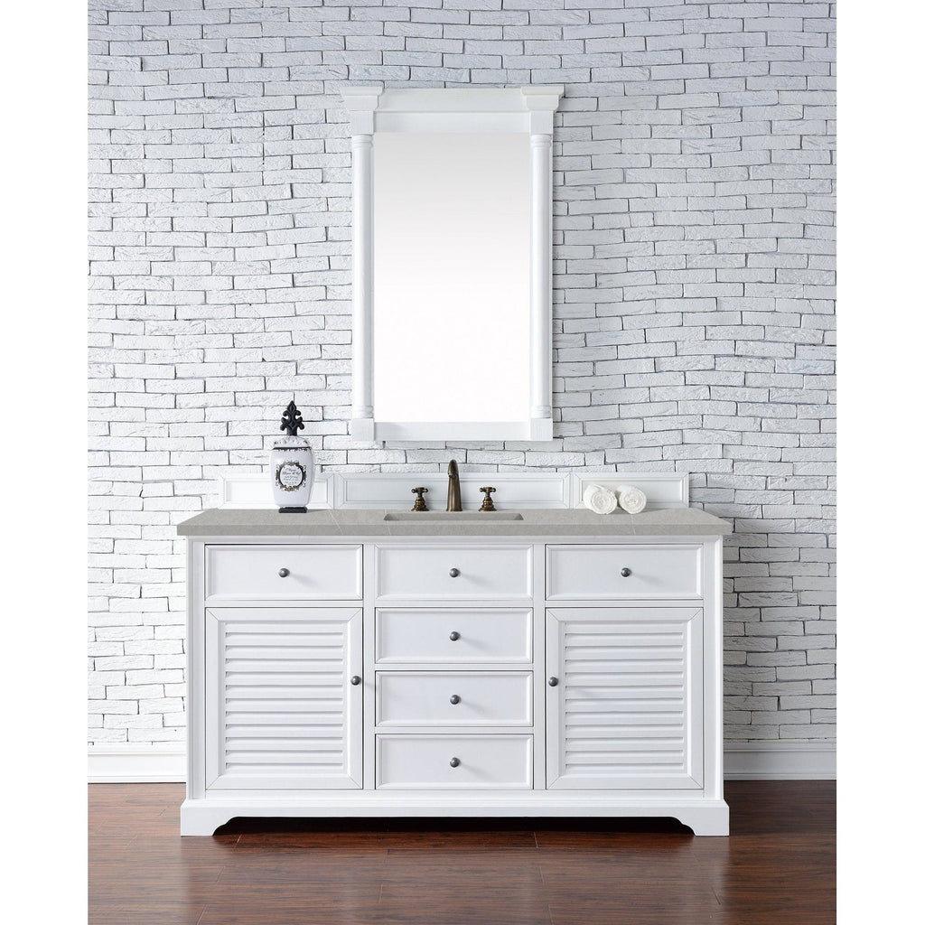 James Martin Vanities Savannah 60" Bright White Single Vanity - 238-104-V60S-BW-3AF