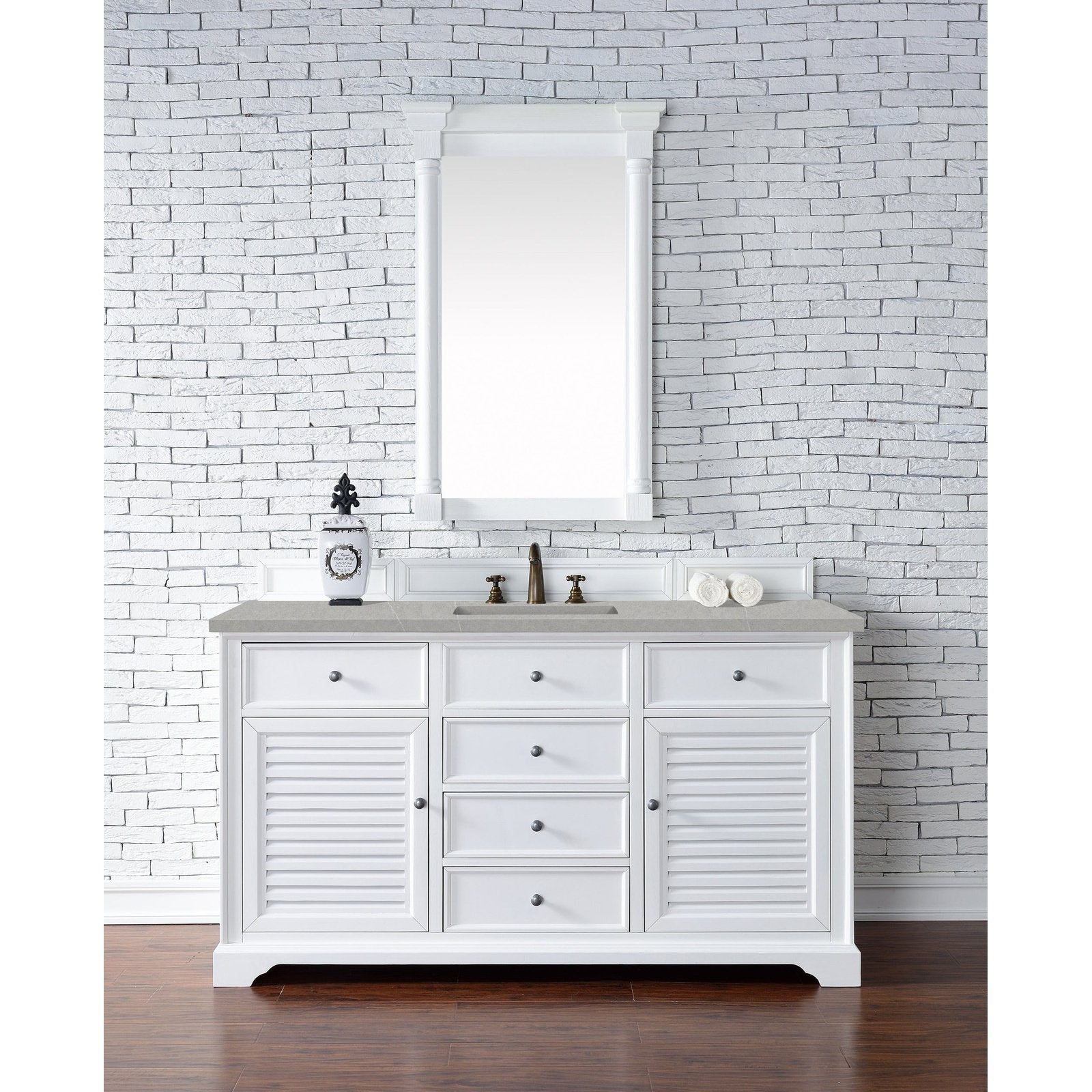 James Martin Vanities Savannah 60" Bright White Single Vanity - 238-104-V60S-BW-3AF