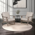 Amber Accent Chair, Handcrafted Washed Ash Gray Mango Wood, Beige Fabric Cushion - 1769673093663_612