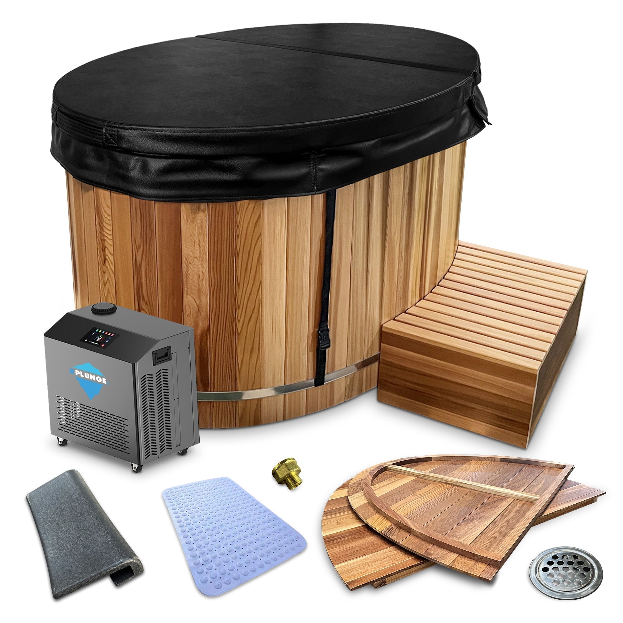 Char-Griller 62 in. 2-Person 0-Jet Cedar Cold Plunge  Ice Bath Tub/Hot Tub with 1 HP Powerful - SKU_1769782551658_373