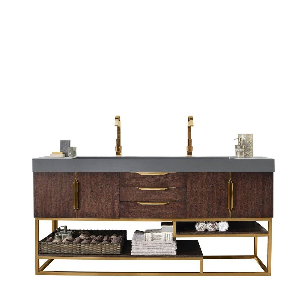 James Martin Vanities Columbia 72" Double Vanity - 388-V72D-AGR-MB-DGG