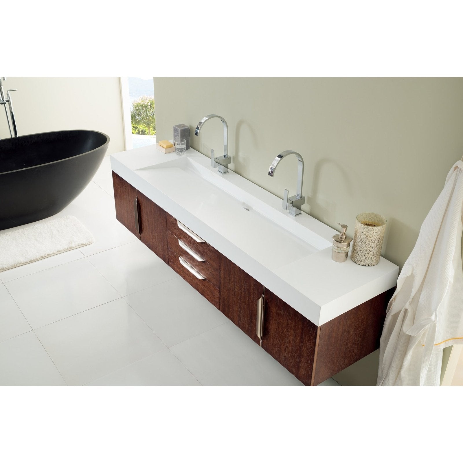James Martin Vanities Mercer Island 72" Double Vanity - 389-V72D-AGR-G-DGG