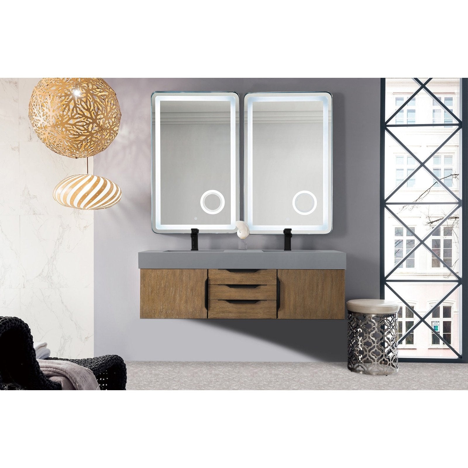 James Martin Vanities Mercer Island 59" Double Vanity - 389-V59D-AGR-G-DGG