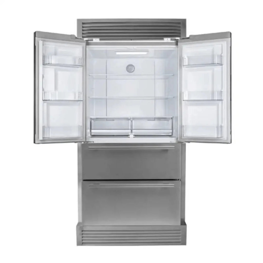 Forno Moena 36 Inch Built-in French Door Stainless Steel Refrigerator, 19.2 CU. FT. 40 Inch Wide with Modern Decorative Grill Kitchen and Ice Maker - FFRBI1820-40MG