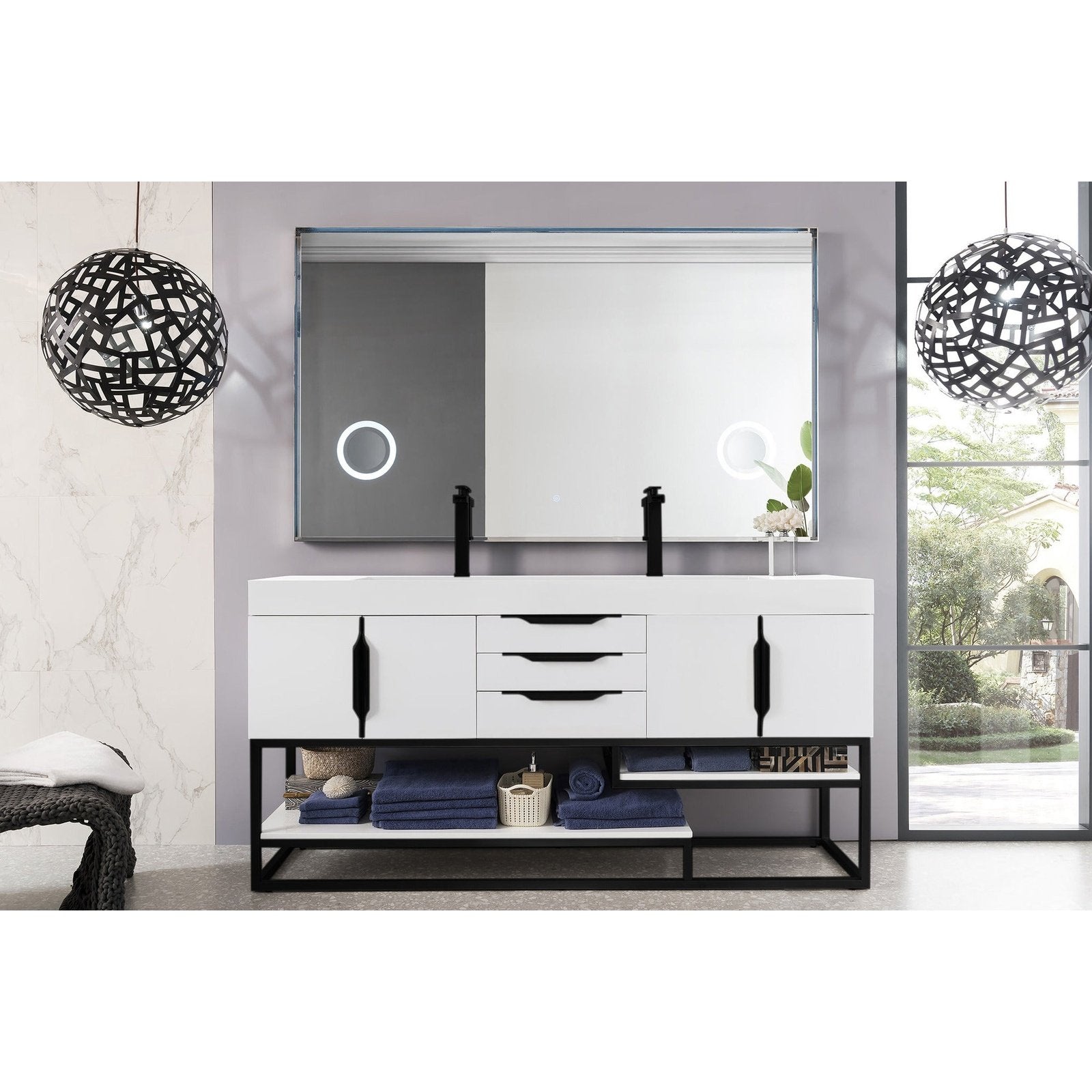 James Martin Vanities Columbia 72" Double Vanity - 388-V72D-AGR-MB-DGG