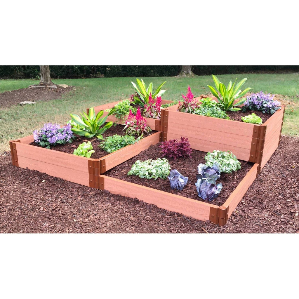 Frame It All | Tool-Free Terraced Square Raised Garden Bed 4-Tier Terrace 8' X 8' X 22" Classic Sienna - 800001096