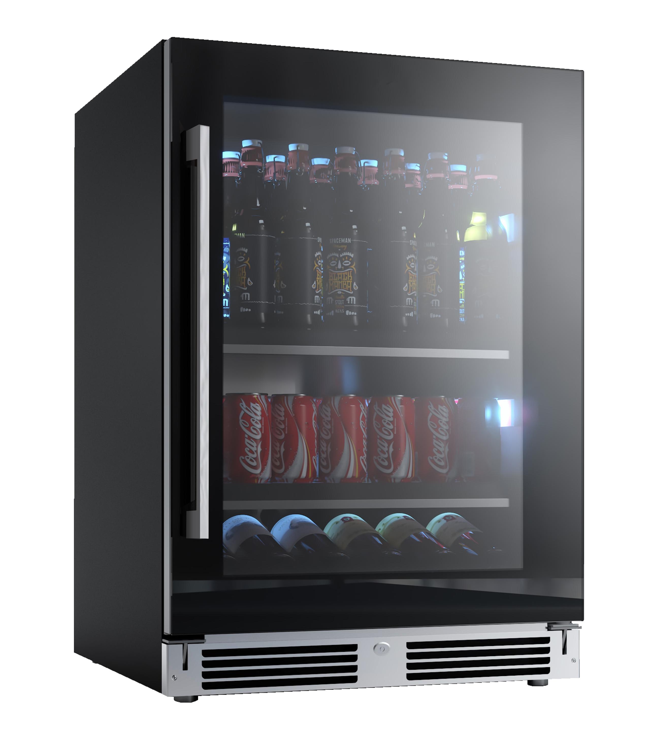 XO APPLIANCE XOU24BCGBR Beverage Center, 24" Black Glass, Right Hinge Black - XOU24BCGBR