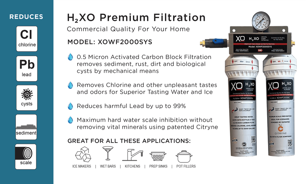 XO APPLIANCE XOWF2000SYS Dual Stage In-Line Drinking Water Filtration System - XOWF2000SYS