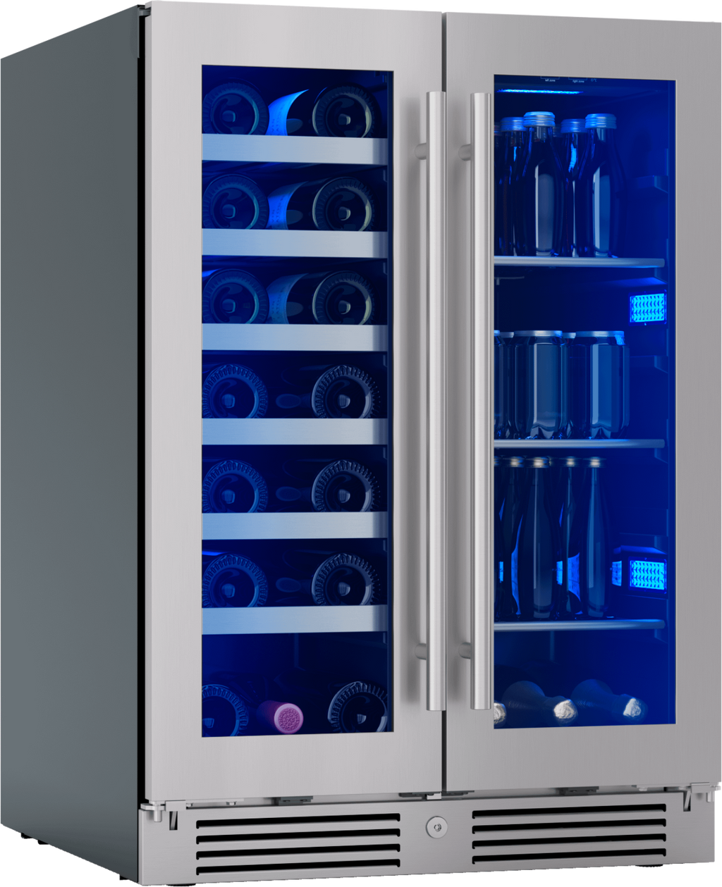 ZEPHYR Presrv Wine & Bev Cooler, 24in UC, SS+Gls, Fr Dr in Stainless Steel - PRWB24C32CG