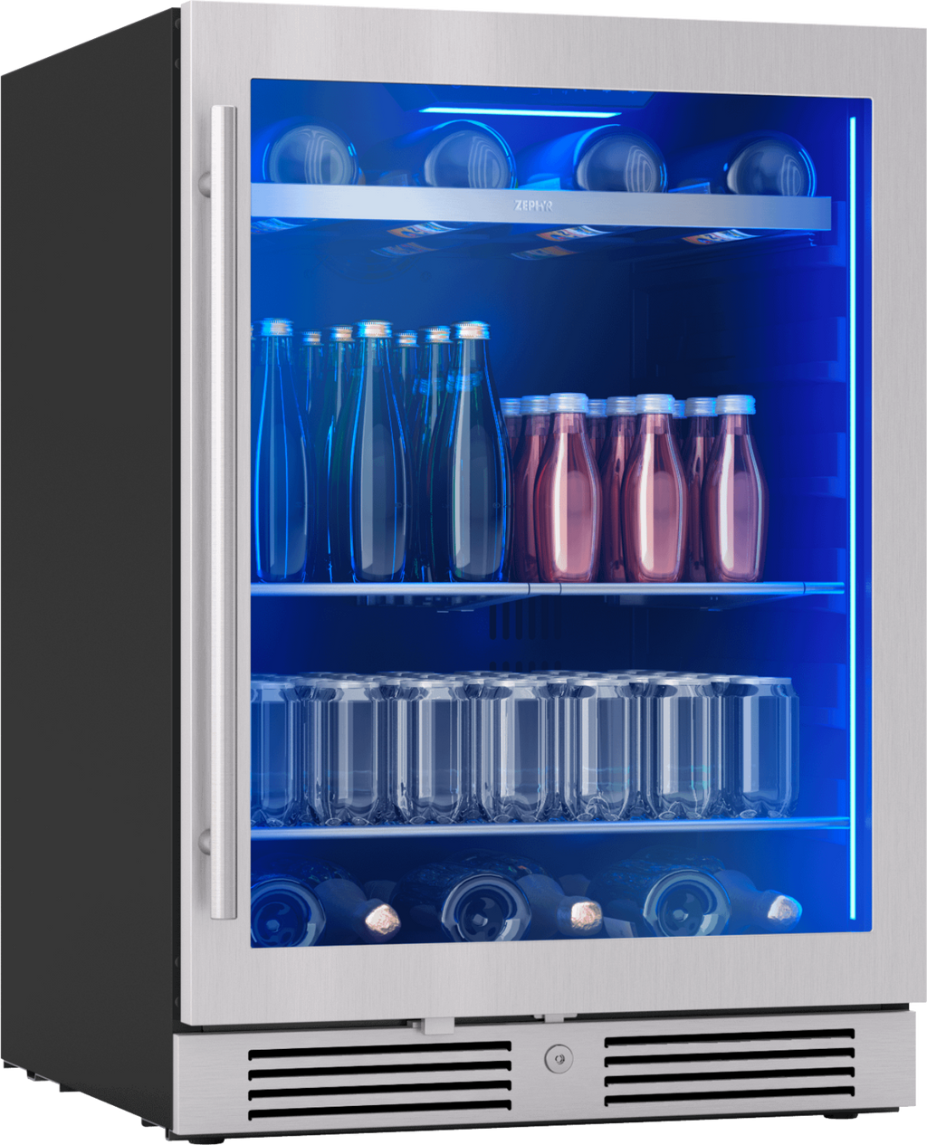 ZEPHYR Presrv Bev Cooler, 24in UC, SS+Gls, Rvs Door, 1Z in Stainless Steel - PRB24C01CG