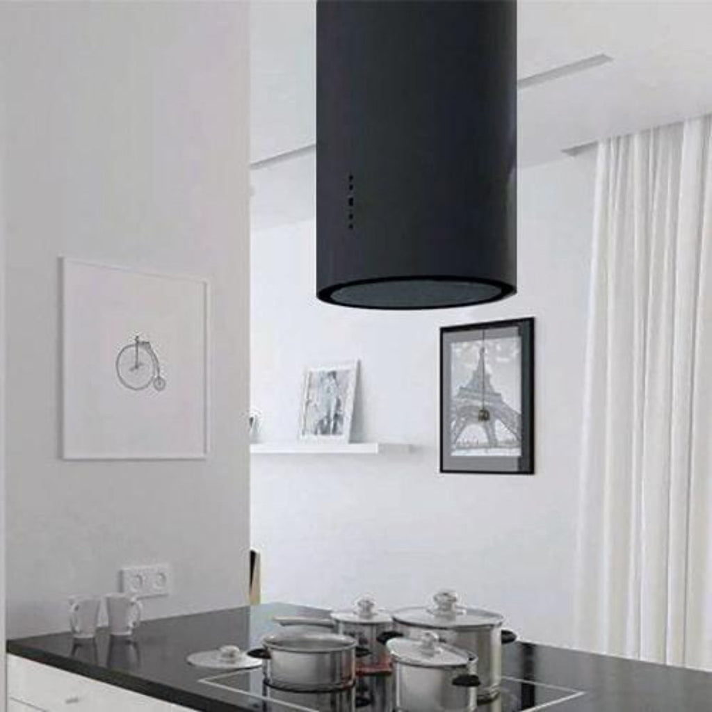 XO APPLIANCE XOCYLI16BC 600/395 CFM Designer Cylinder Island Black - XOCYLI16BC