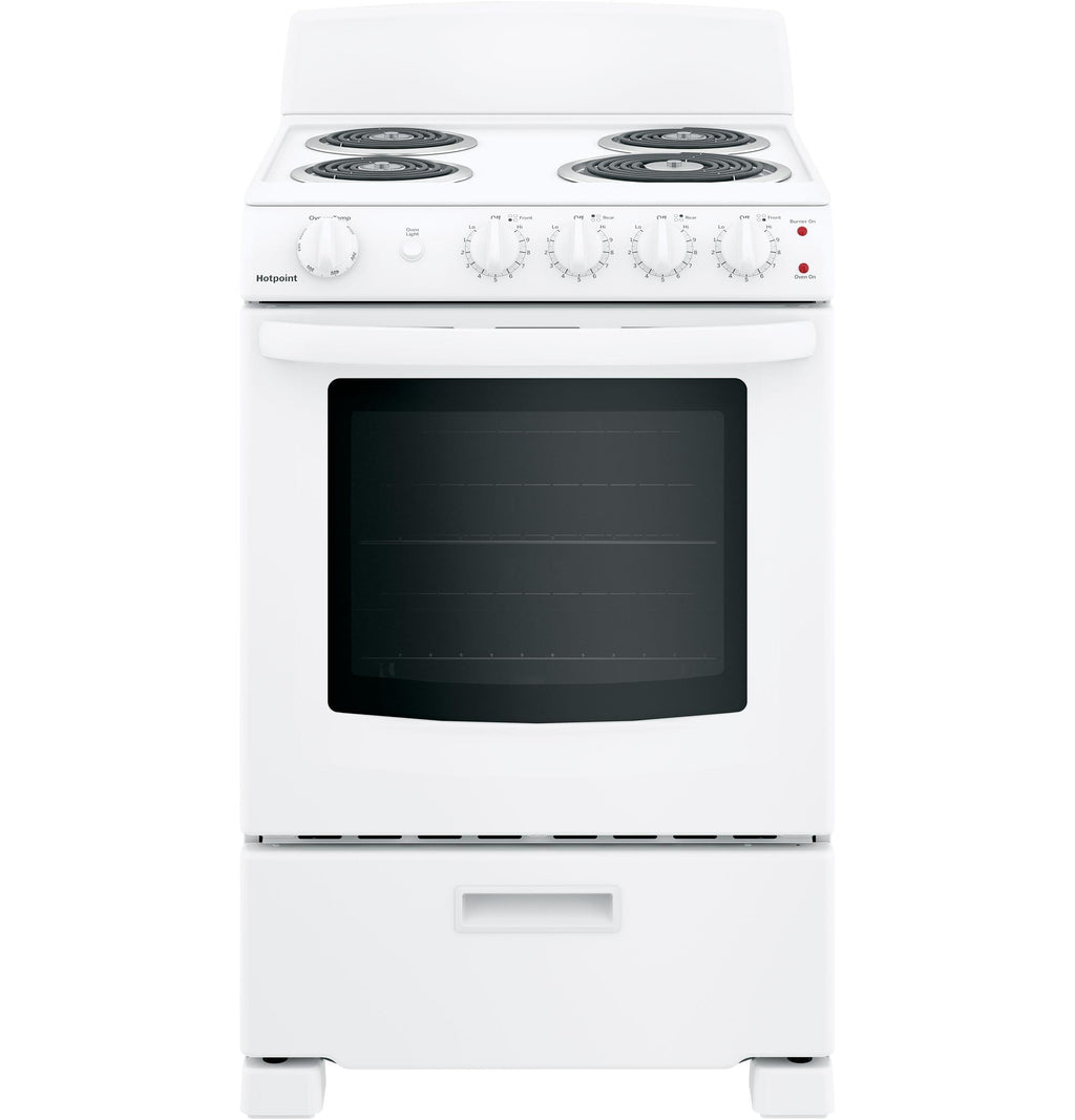 HOTPOINT RAS300DMWW Hotpoint® 24" Free-Standing Front-Control Electric Range White