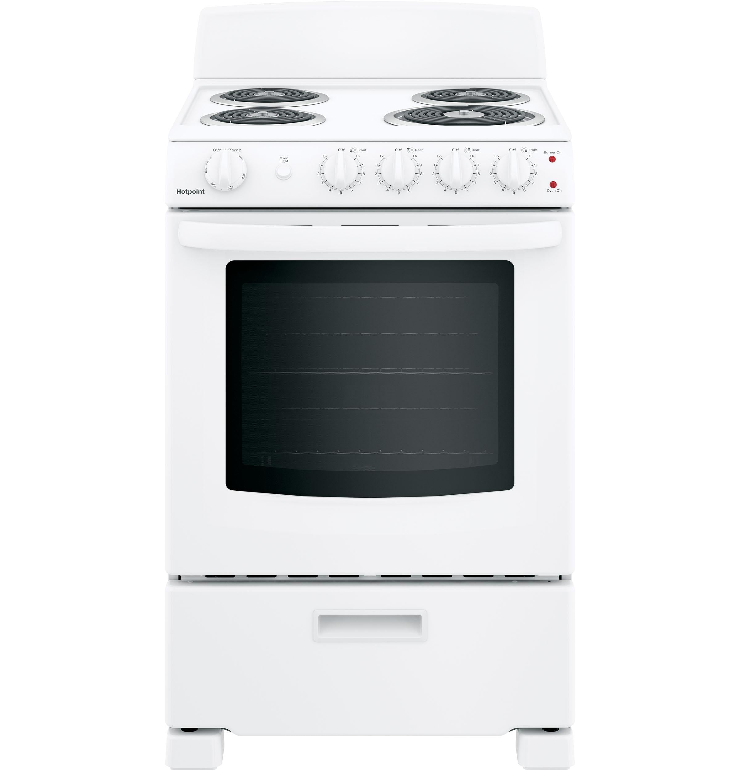 HOTPOINT RAS300DMWW Hotpoint® 24" Free-Standing Front-Control Electric Range White