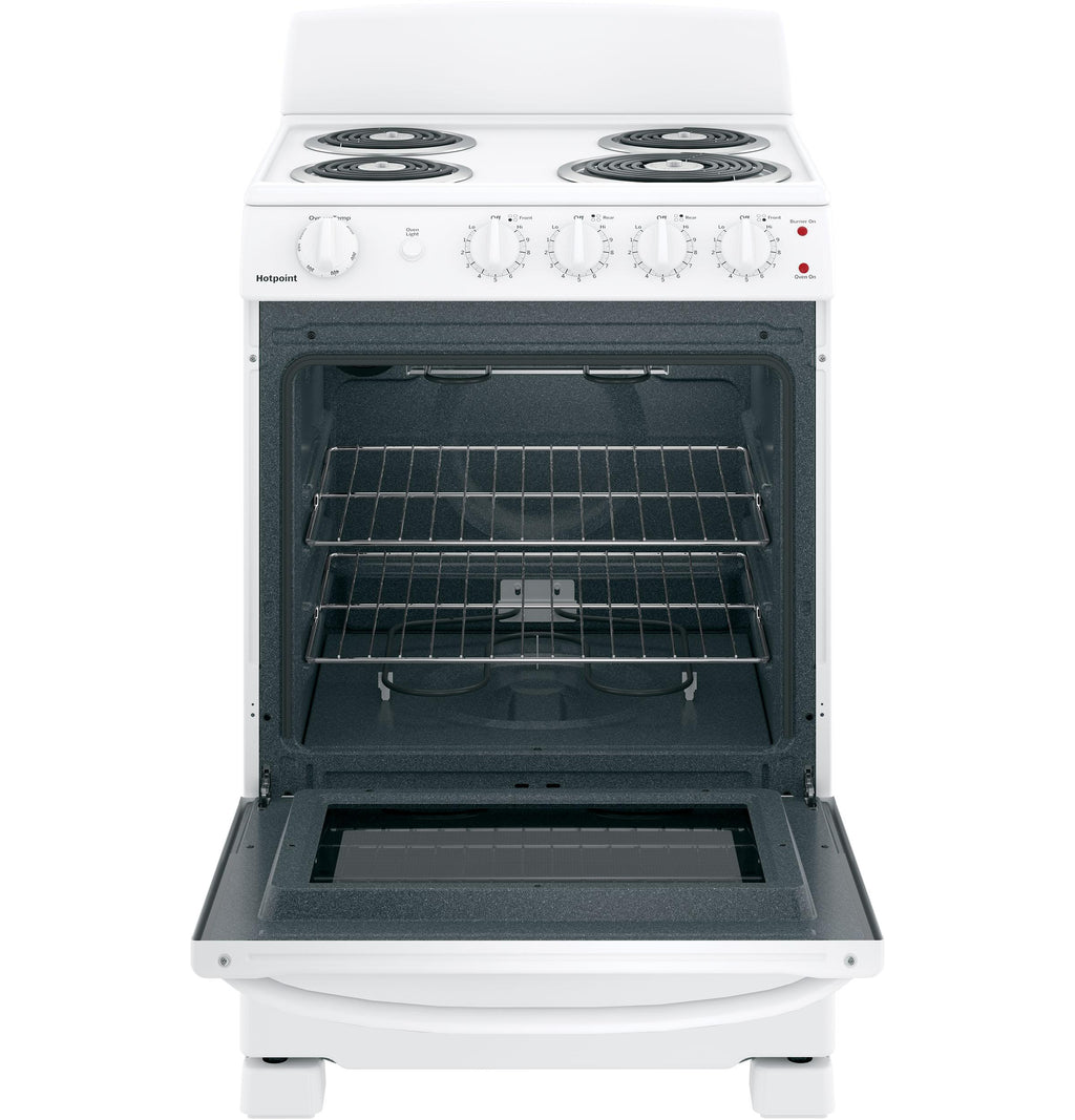 HOTPOINT RAS300DMWW Hotpoint® 24" Free-Standing Front-Control Electric Range White