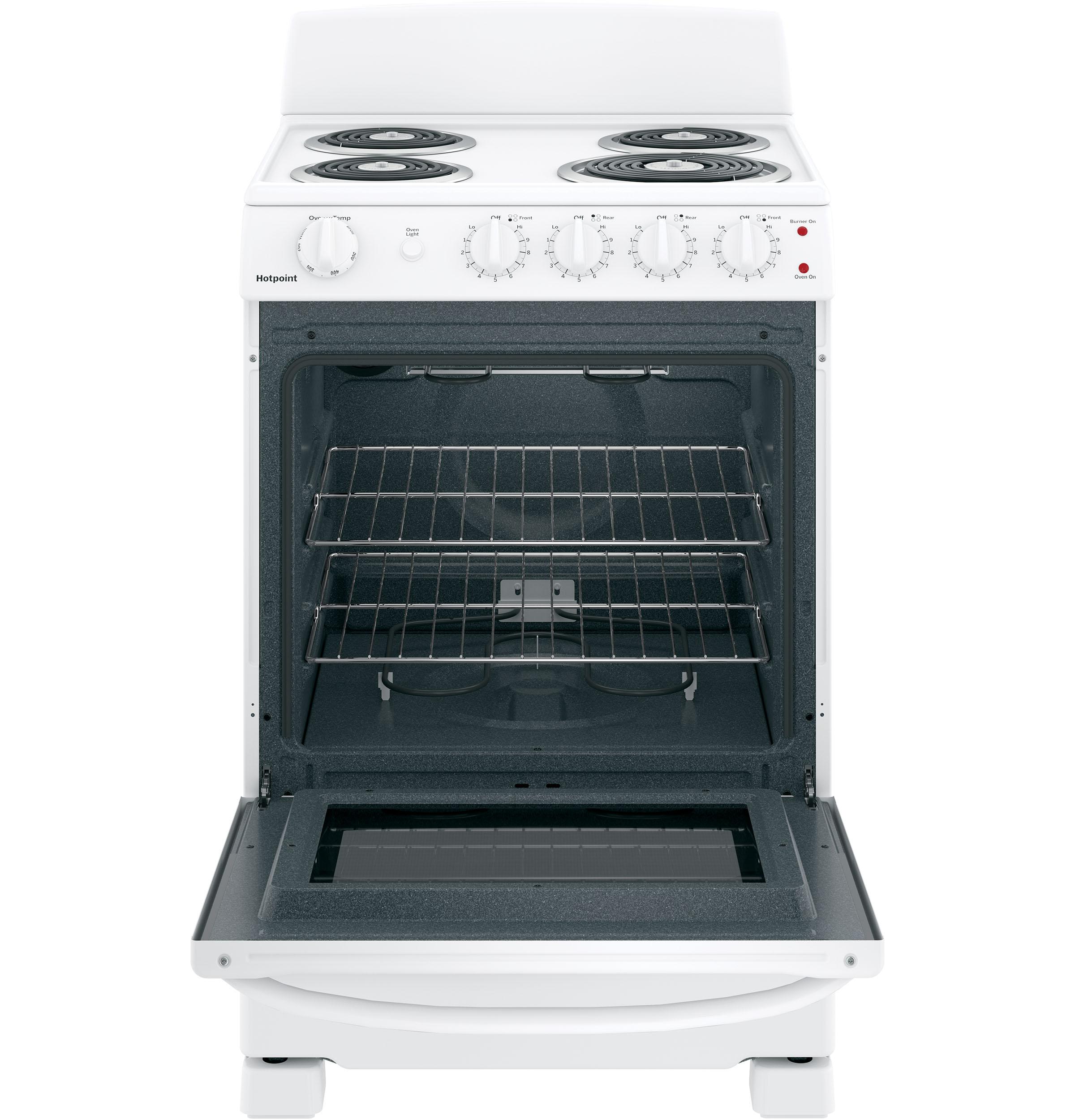HOTPOINT RAS300DMWW Hotpoint® 24" Free-Standing Front-Control Electric Range White