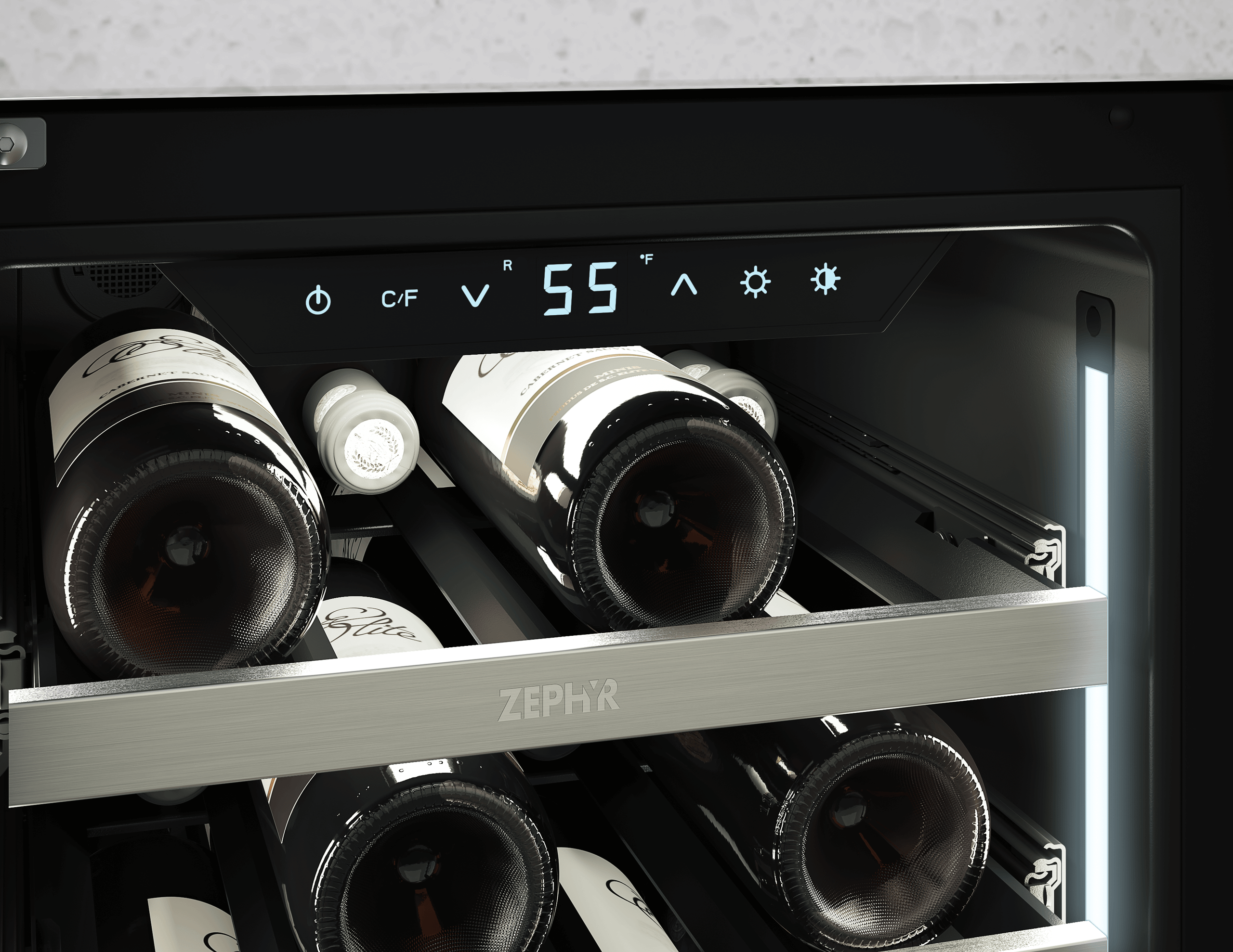 ZEPHYR Presrv Wine Cooler, 15in UC, SS+Gls, Rvs Door, 1Z in Stainless Steel - PRW15C01CG