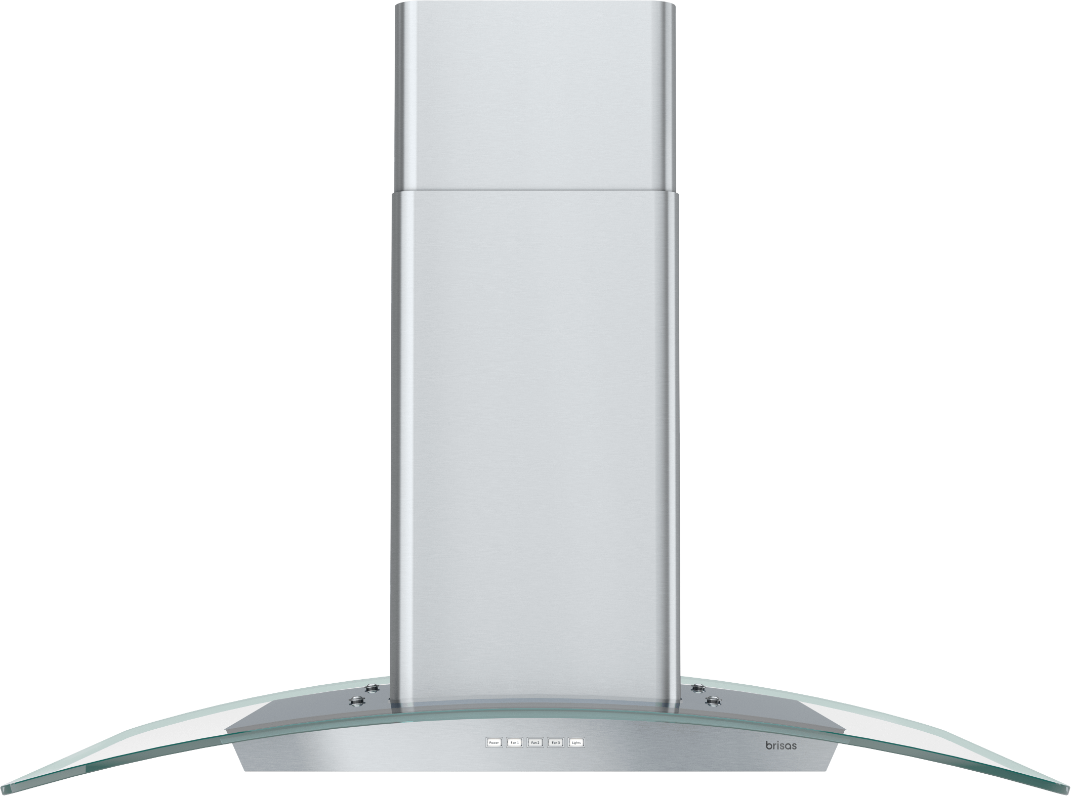 ZEPHYR Brisas Curved Glass Island, 36" G, ACT, LED in Stainless Steel - BMLE36CG