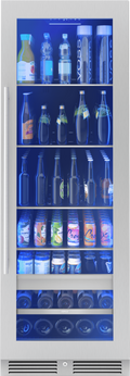 ZEPHYR Presrv Beverage Cooler, 24in Full Size, SS+Glass, Reversible Door, 1 Zone in Stainless Steel - PRB24F01BG