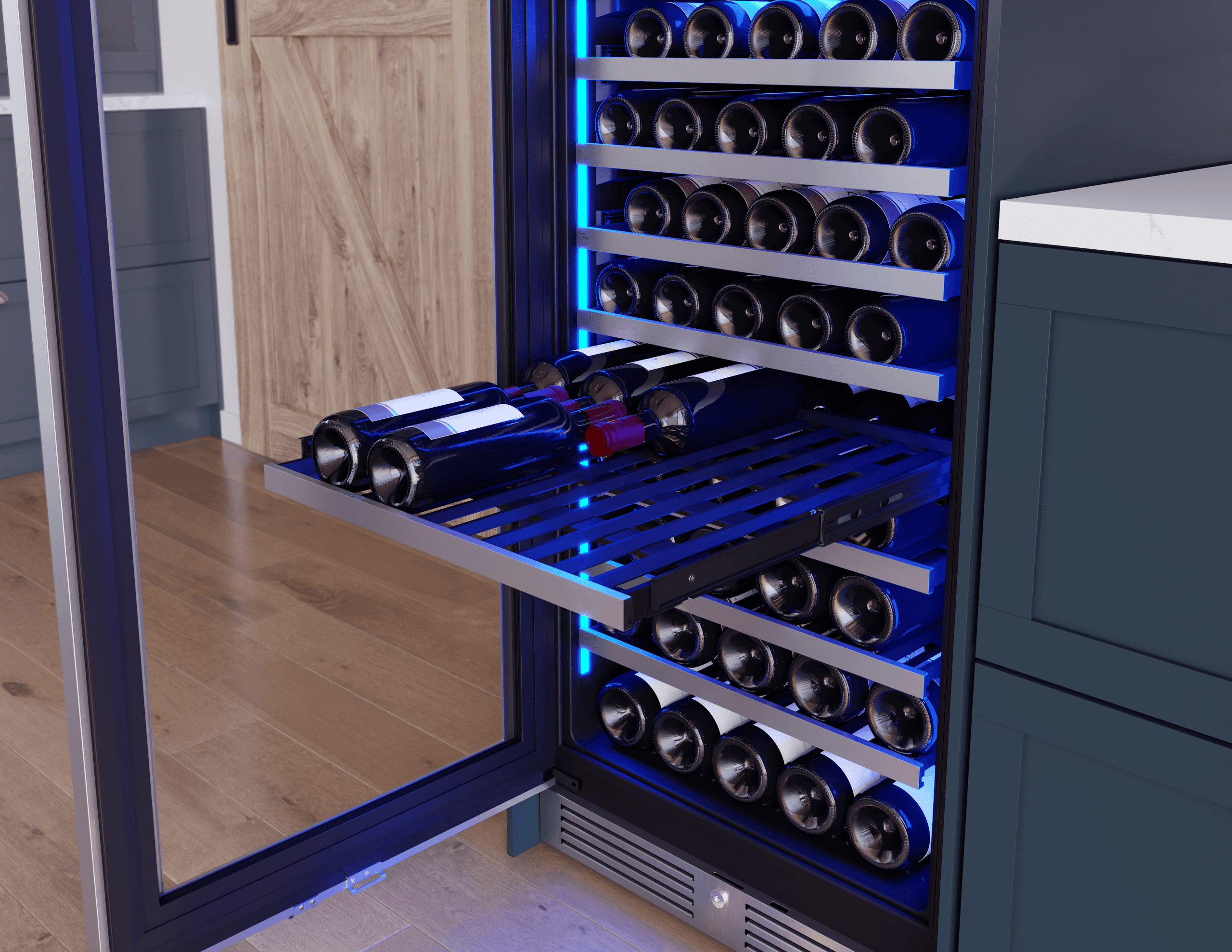ZEPHYR Presrv Wine Cooler, 24in Full Size, SS+Glass, Reversible Door, 2 Zone in Stainless Steel - PRW24F02CG