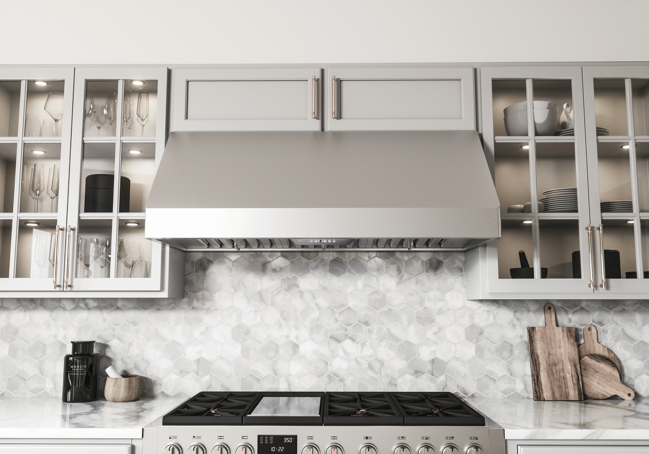 ZEPHYR Tempest II, 18in Wall, 54in, SS, LED, ACT in Stainless Steel - AK7554CS