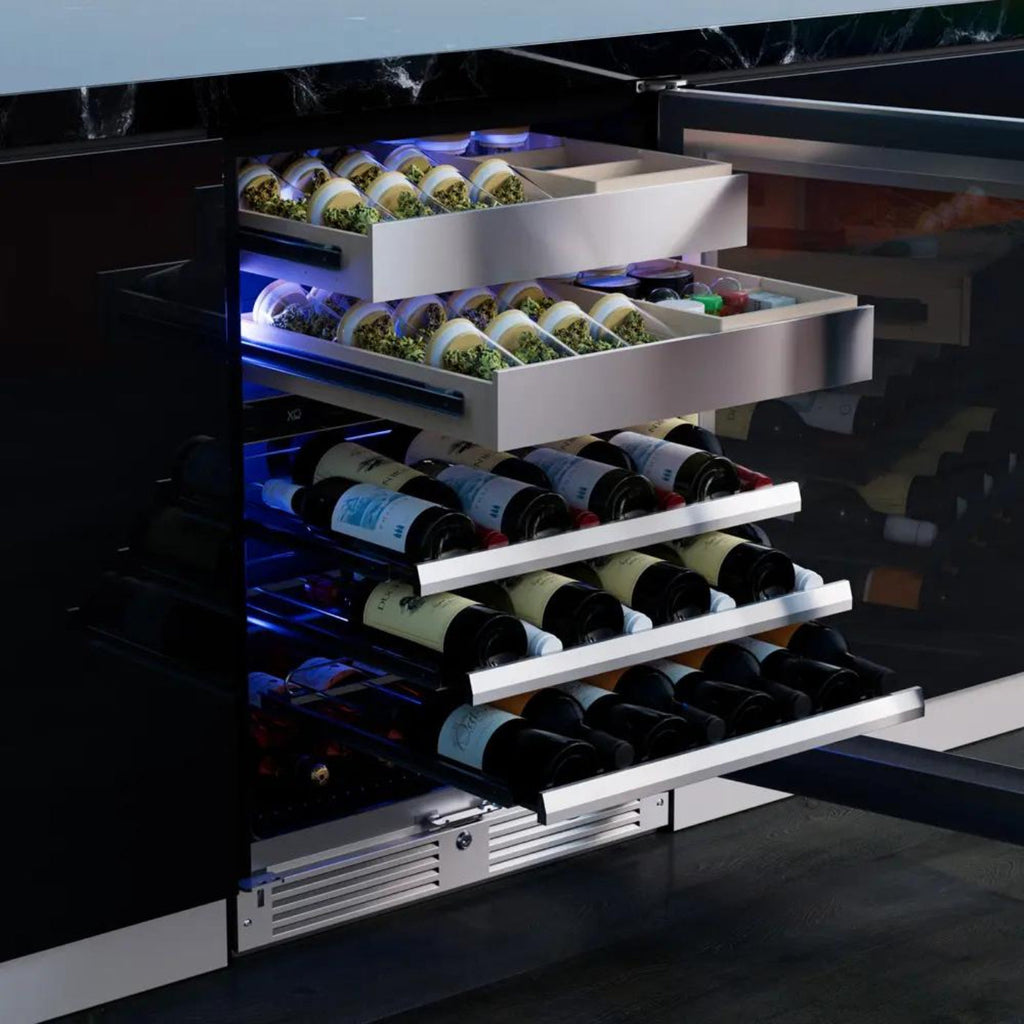 XO APPLIANCE XOU24WWGBR Wine and Weed 24" Black Glass, Right Hinge Black - XOU24WWGBR