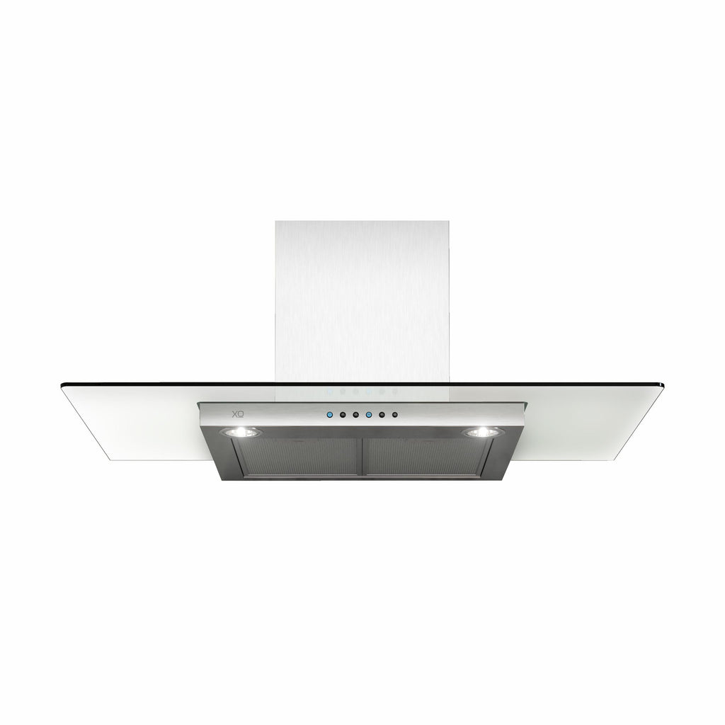 XO APPLIANCE XOQ30GC 30" CCC 600/395 CFM Wall Chimney Hood Stainless/Glass in Stainless Steel - XOQ30GC
