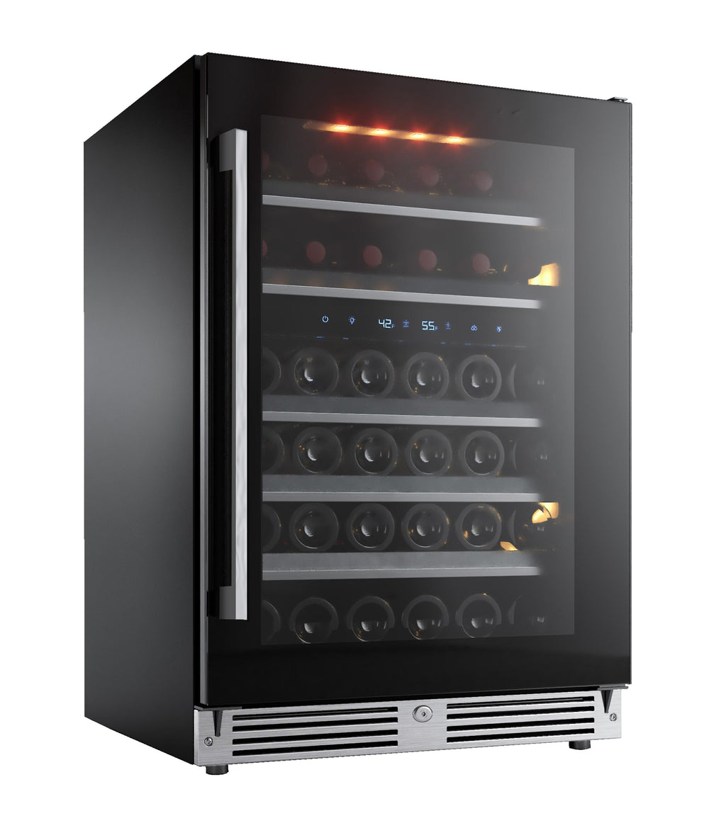 XO APPLIANCE XOU24WDZGBR Dual Zone Wine Cooler, 24" Black Glass, Right Hinge Black - XOU24WDZGBR